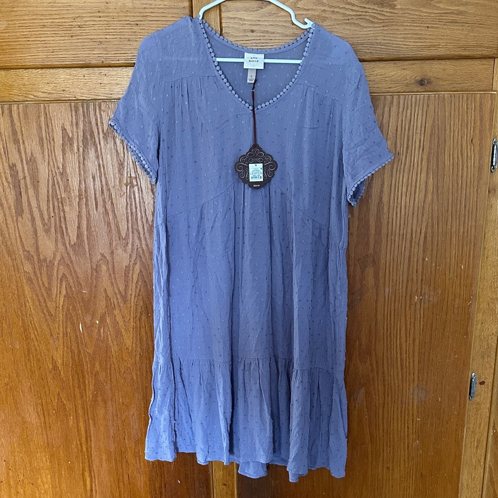 Knox Rose Light Purple Swiss Dot Short Sleeve Tunic Dress